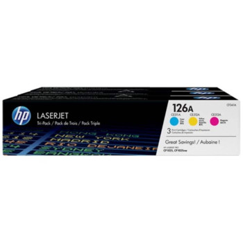 HP 126A 3-pack Original LaserJet Toner Cartridges - Cyan/Magenta/Yellow (CF341A)