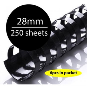 Black Plastic Binding Comb 28mm, 250sheets (6pcs/pkt)