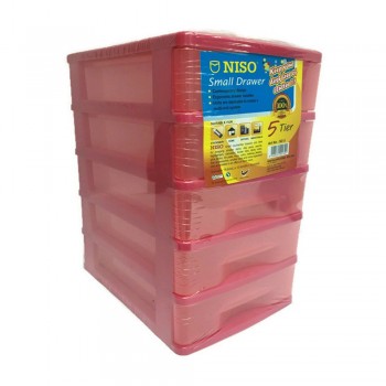 NISO 5 Tier Small Drawer Pink 17 x 4.5 x 12cm