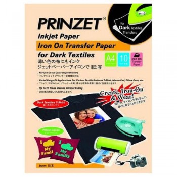Prinzet Iron-On Transfer Paper - Dark Textiles - A4 - 10 sheets per pack (Item No: PRINZ IRON D A4) A1R4B170