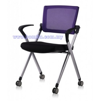 AXIS Series Foldable Training Chair With Castor & Armrest  (Mesh Series)