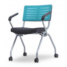AXIS 2 Series Foldable Training Chair With Castor & Armrest  (Mesh Series)