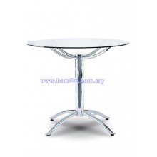 P4 Series Discussion/Pantry Round Glass Table With Chrome Metal Base