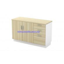 B-YDP 7123 Melamine Woodgrain Swing Door Low Cabinet + 2D1F Fixed Pedestal