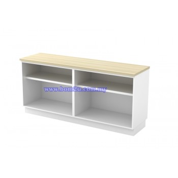 B-YOO Melamine Woodgrain Dual Open Shelf Low Cabinet