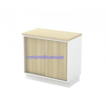 B-YS 875/975 Melamine Woodgrain Table Height Sliding Door Low Cabinet With Lock