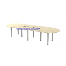 BIC-36 Melamine Woodgrain Oval Shape Conference Table With Metal Pole Leg