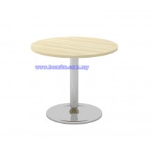 B-Series Melamine Woodgrain Round Conference Table With Chromed Drum Leg