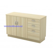 Q-YDP 7123 Fully Woodgrain Swing Door Low Cabinet + 2D1F Fixed Pedestal