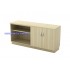 Q-YOD Fully Woodgrain Dual Open Shelf + Swing Door Low Cabinet With Lock