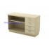 Q-YOP 7124 Fully Woodgrain Open Shelf Low Cabinet + 4 Drawer Fixed Pedestal