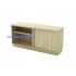 Q-YOS Fully Woodgrain Dual Open Shelf + Sliding Door Low Cabinet With Lock