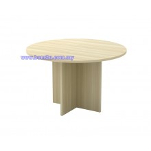 EX Series Fully Woodgrain Round Conference Table With Wooden Leg
