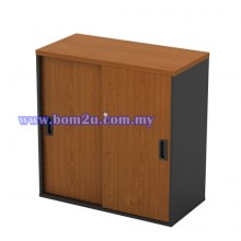 GS 880 Melamine Woodgrain Low Sliding Door Cabinet With Lock 