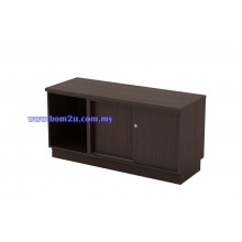 Q-YOS 6120 Fully Woodgrain Sliding Door + Open Shelf Director Side Cabinet