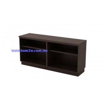 Q-YOO Melamine Woodgrain Dual Open Shelf Low Cabinet