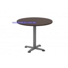 Q-Series Melamine Woodgrain Round Conference Table With Metal Leg