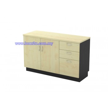 T-YDP 7123 Melamine Woodgrain Swing Door Low Cabinet + 2D1F Fixed Pedestal