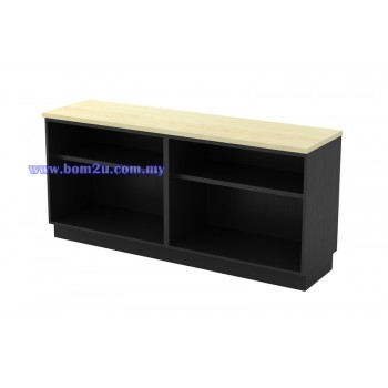 T-YOO Melamine Woodgrain Dual Open Shelf Low Cabinet