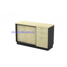 T-YSP 7123 Melamine Woodgrain Sliding Door Low Cabinet + 2D1F Fixed Pedestal