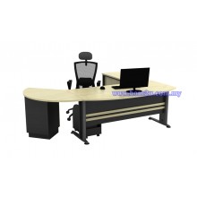 [TMB-180A SET] Melamine Woodgrain 6' D-Shape Executive Table Set